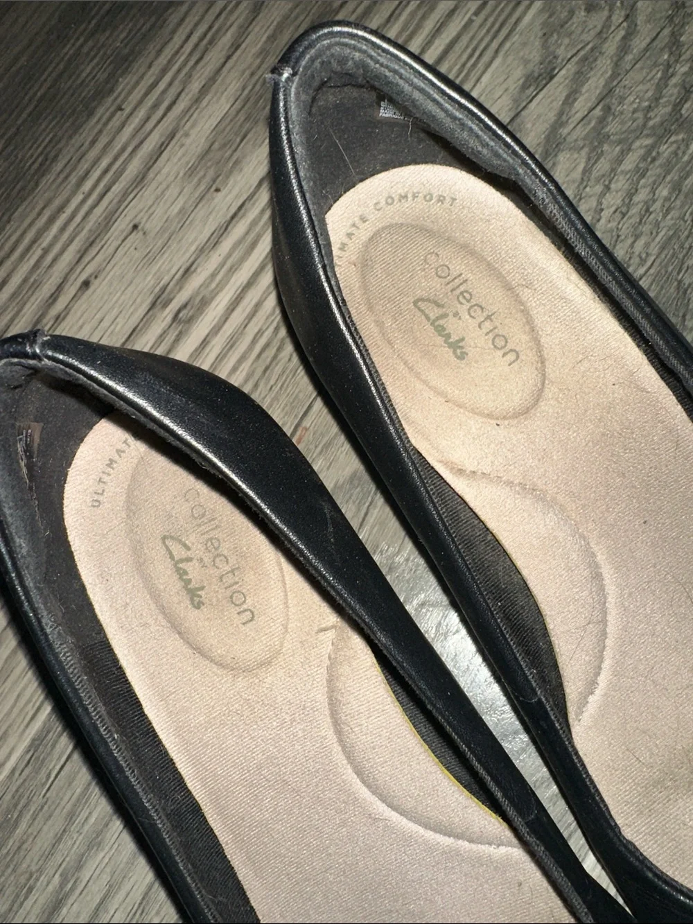 Clarks collection‎ Flores Tulip Wedge Pump Black Leather womens size 8